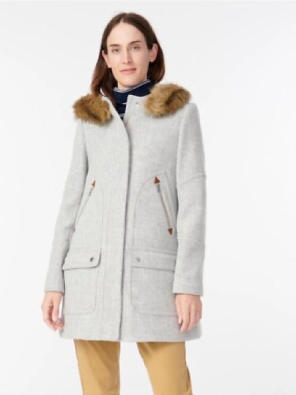 J. Crew Heather Dusk‎ Gray Chateau Parka Wool Full Zip Coat 0